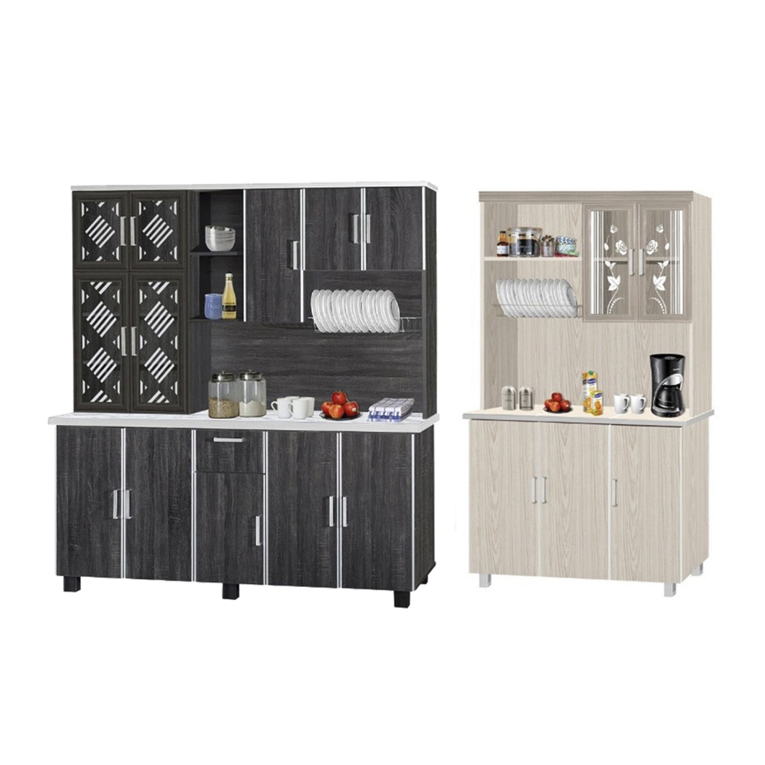 Kara Series Tall Kitchen Cabinet with Drawers in 31 Designs