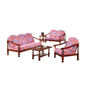 Jewel Living Room Set 4 Wooden Sofa Set Removable Fabric Covers with Coffee Table
