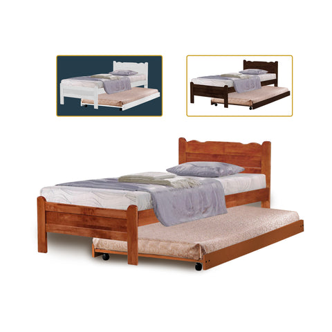 Image of Belle Pull-Out Bed Single Solid Rubberwood Bed Frame w/ Mattress Option