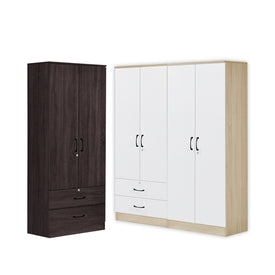 BERLIN Series 1/2/3/4/5 Doors Tall Wardrobe with Drawers and Top Cabinet in 6 Colours