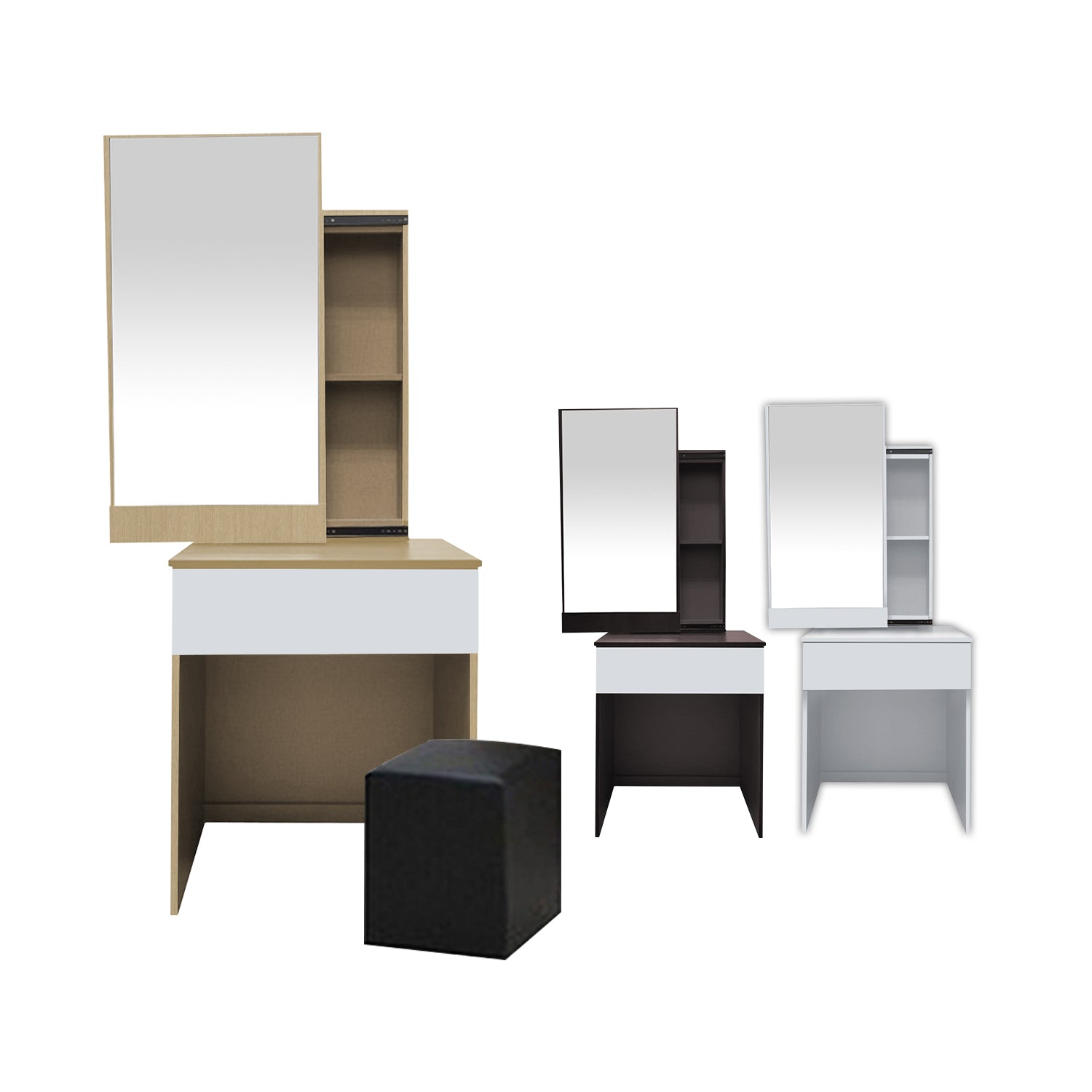 Ritch Dressing Table With Free Stool Laminated Smooth Gliding Drawer In 6 Colours
