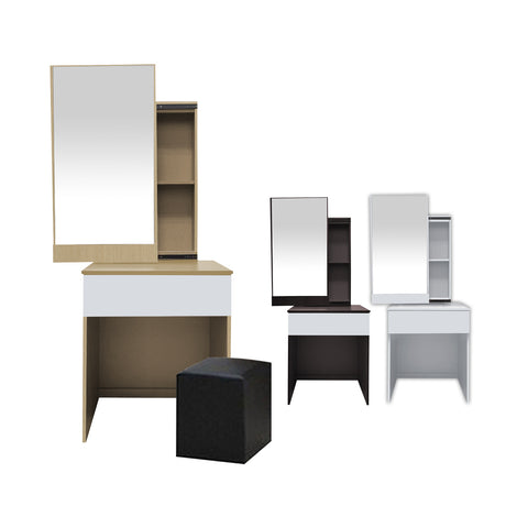 Image of Ritch Dressing Table With Free Stool Laminated Smooth Gliding Drawer In 6 Colours