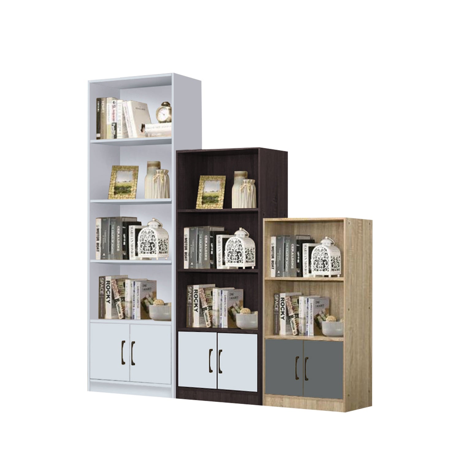 Jeven Series Open Shelves Display Cabinet Bookshelf Storage in 6