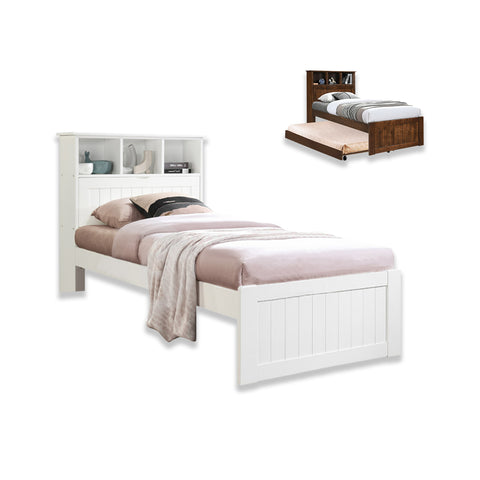 Image of Maria Pull-Out Bed Single, Super Single Solid Rubberwood Bed Frame w/ Mattress Option