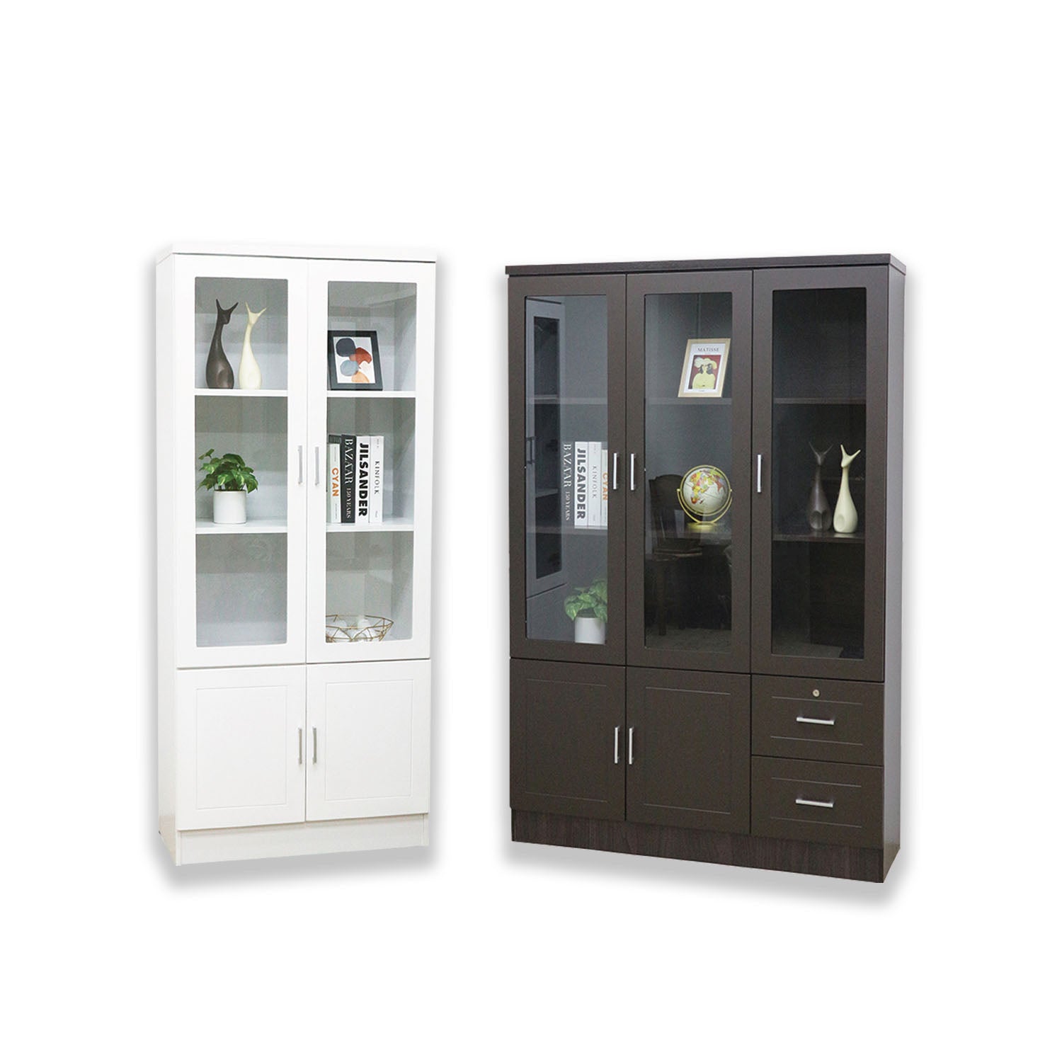Myani Series Display Cabinet Book Shelves with Drawers in 2 Models