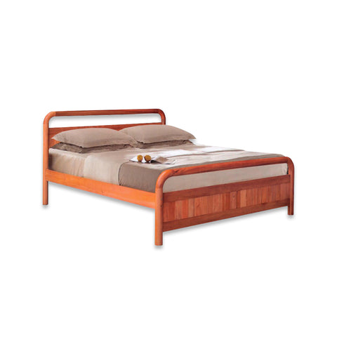 Image of Kairo Queen/King Solid Rubberwood Bed Frame w/ Underbed Space in Cherry Color - With Mattress Option