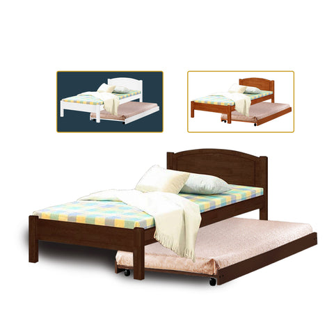 Image of Yanny Pull-Out Bed Single, Super Single Solid Rubberwood Bed Frame w/ Mattress Option