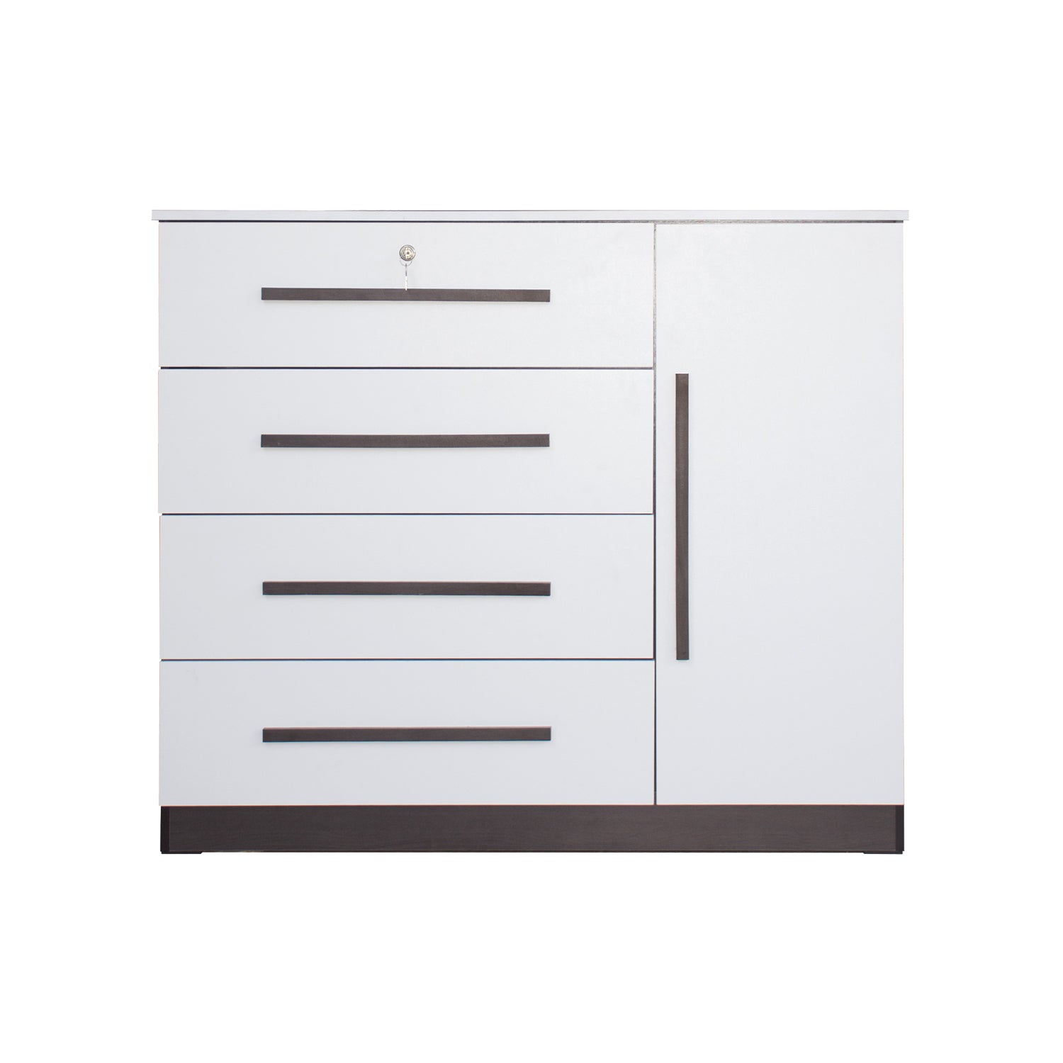 Varry 4 Premium Chest of Drawers with Door Cabinet Storage Full Laminated Back Panel in 2 Colour