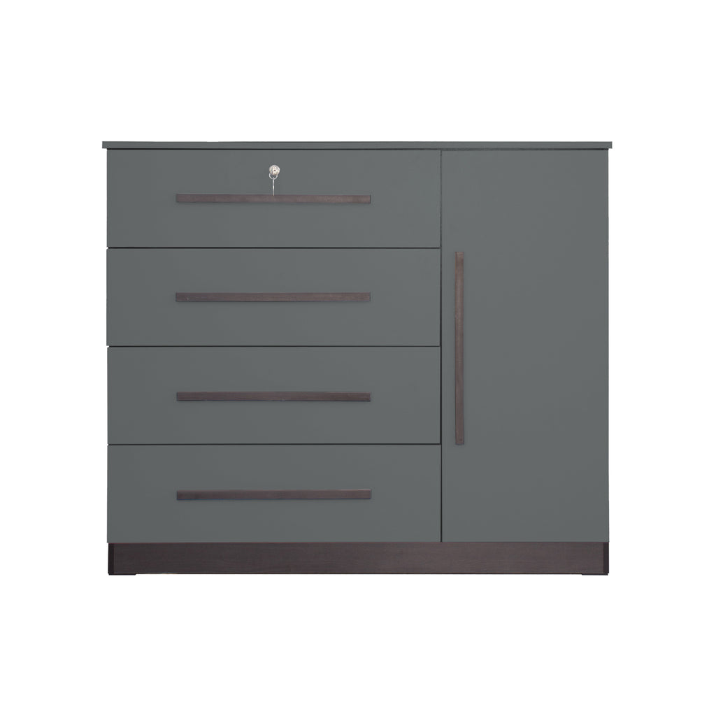 Varry 4 Premium Chest of Drawers with Door Cabinet Storage Full Laminated Back Panel in 2 Colour