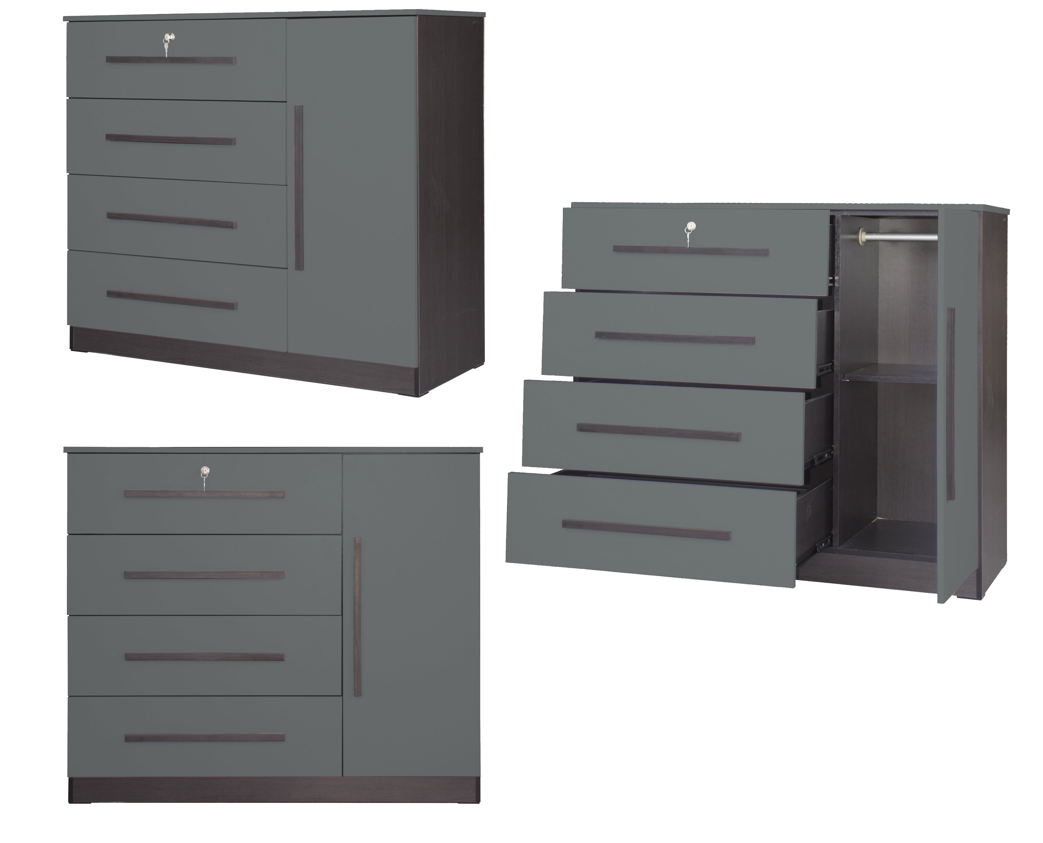 Varry 4 Premium Chest of Drawers with Door Cabinet Storage Full Laminated Back Panel in 2 Colour