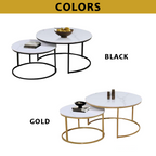 Vieda Premium Coffee Center Table Steel Metal Leg + Marble Ceramic Top - 2 Colors