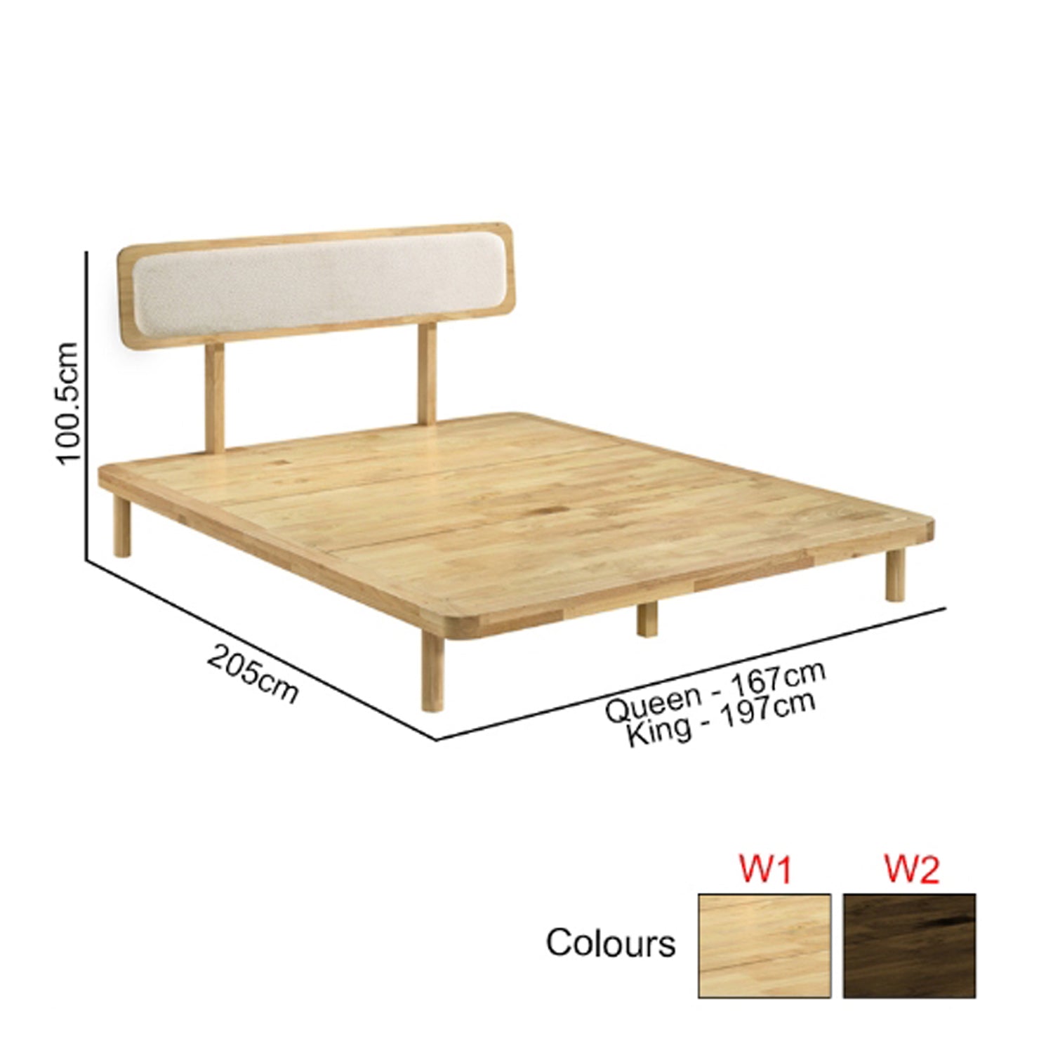 Gianna Series W Wooden Bed Frame Queen and King Size