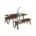 Napoli Solid Wood Dining Set Table with Chair and Bench - Available in Natural and Walnut Colour