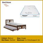 Gigi Single Pull-Out Bedframe Solid Wood Slatted Base  - w/ Mattress Option