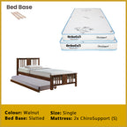 Gigi Single Pull-Out Bedframe Solid Wood Slatted Base  - w/ Mattress Option