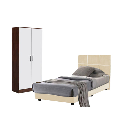 Image of Toluca Bedroom Set Series 1 Includes Wardrobe/Bed Frame/Mattress In Single And Super Single Size.Free Installation