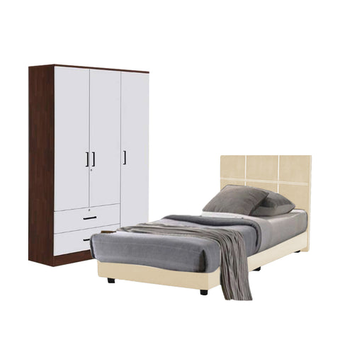 Image of Toluca Bedroom Set Series 4 Includes Wardrobe/Bed Frame/Mattress In Single And Super Single Size.Free Installation