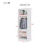 Cyprus Series 2 Door Tall Wardrobe with Top Cabinet in Full White Colour