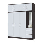 Sabine 4-Door Wardrobe Dresser with Top Combo with Mirror and Drawers in 6 Colours