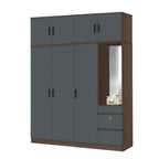 Sabine 4-Door Wardrobe Dresser with Top Combo with Mirror and Drawers in 6 Colours