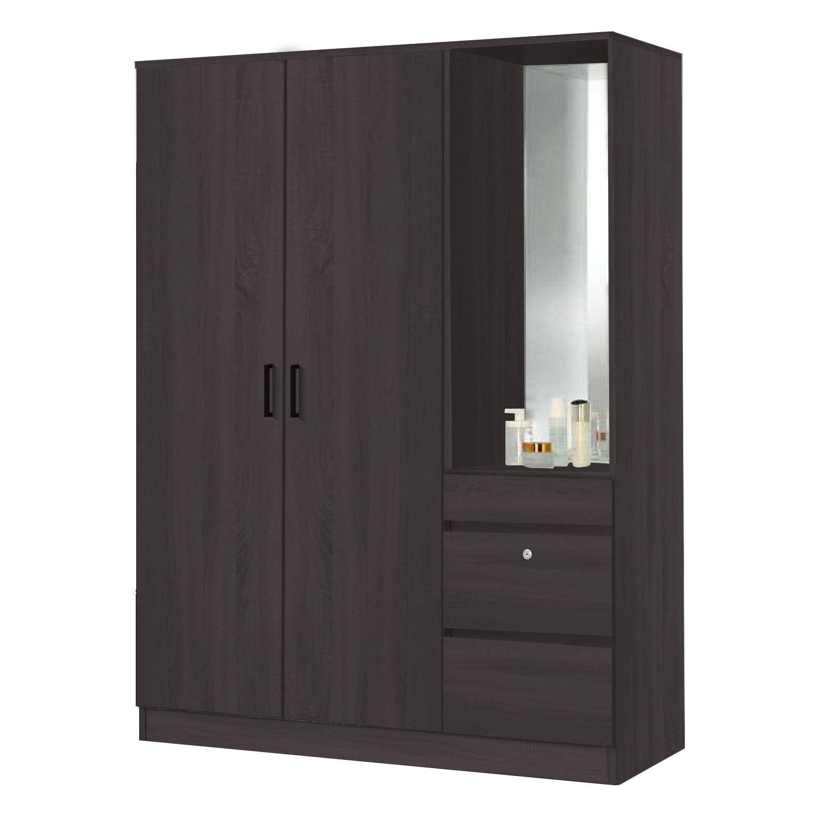 Sabine 3-Door Wardrobe Dresser Combo with Mirror and Drawers in 6 Colours