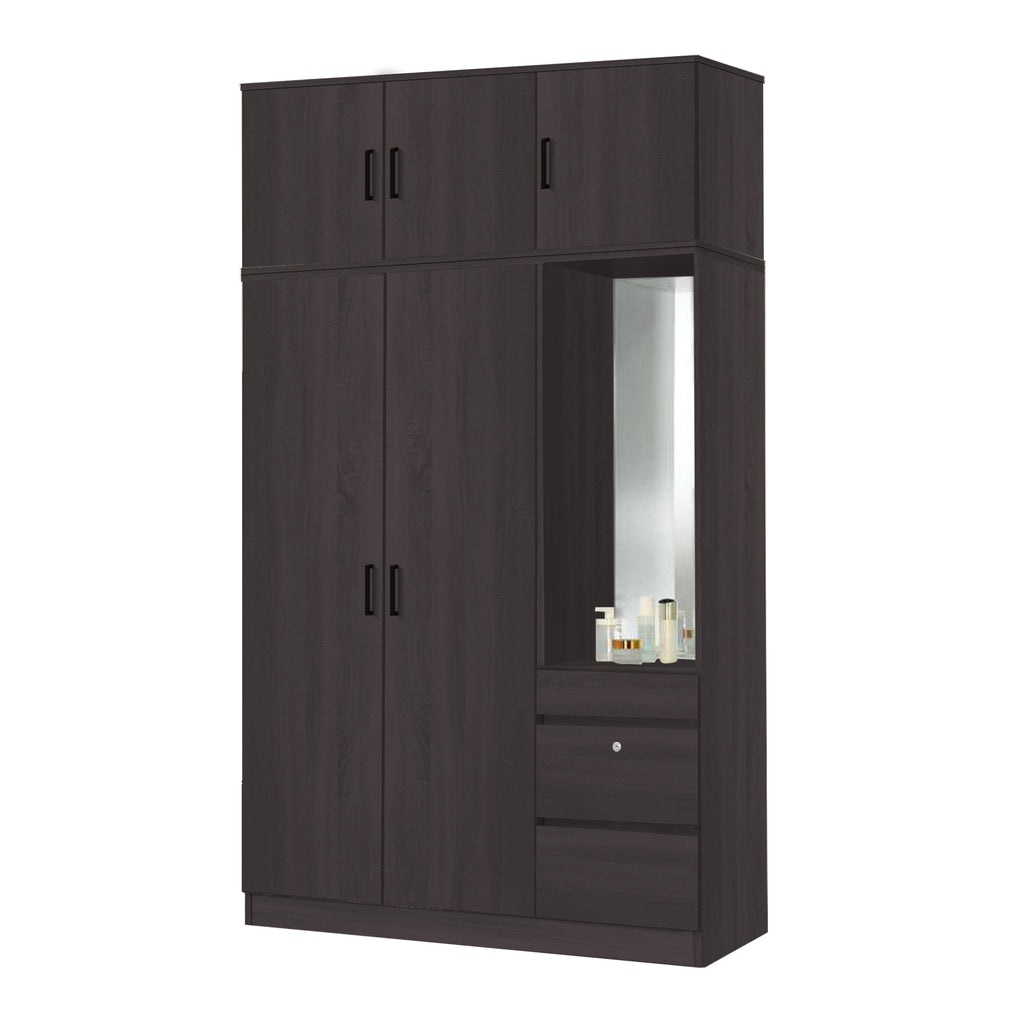 Sabine 3-Door Wardrobe Dresser with Top Combo with Mirror and Drawers in 6 Colours