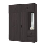 Sabine 4-Door Wardrobe Dresser with Top Combo with Mirror and Drawers in 6 Colours