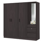 Sabine 4-Door Wardrobe Dresser Combo with Mirror and Drawers in 6 Colours