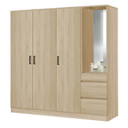 Sabine 4-Door Wardrobe Dresser Combo with Mirror and Drawers in 6 Colours