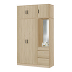 Sabine 3-Door Wardrobe Dresser with Top Combo with Mirror and Drawers in 6 Colours