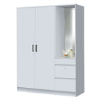 Sabine 3-Door Wardrobe Dresser Combo with Mirror and Drawers in 6 Colours