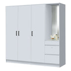 Sabine 4-Door Wardrobe Dresser Combo with Mirror and Drawers in 6 Colours