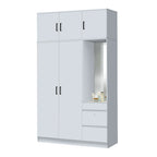 Sabine 3-Door Wardrobe Dresser with Top Combo with Mirror and Drawers in 6 Colours