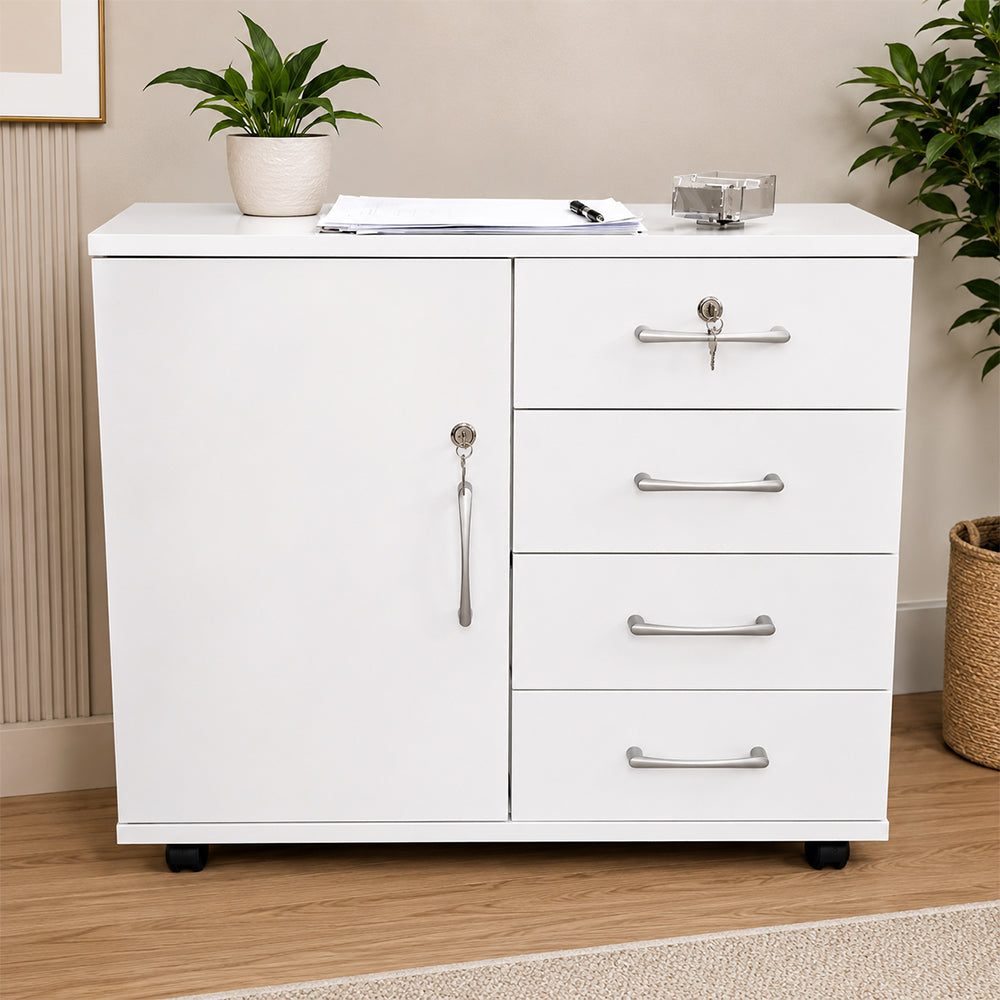 KIERA File Cabinet Office with Lock Pedestal Mobile Storage Cabinet with Wheels 3 Colours