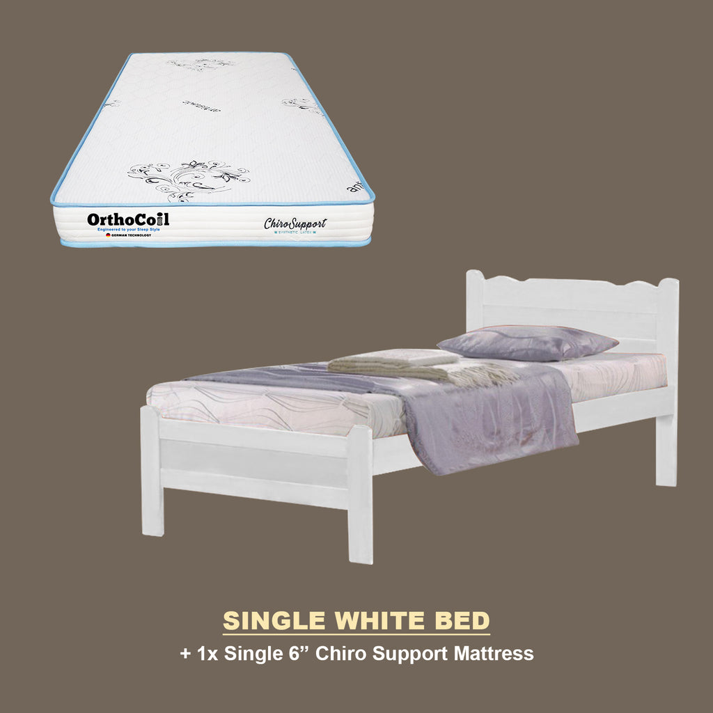 Belle Pull-Out Bed Single Solid Rubberwood Bed Frame w/ Mattress Option