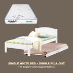 Yanny Pull-Out Bed Single, Super Single Solid Rubberwood Bed Frame w/ Mattress Option