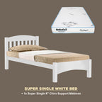 Zelan Pull-Out Bed Single, Super Single Solid Rubberwood Bed Frame w/ Mattress Option