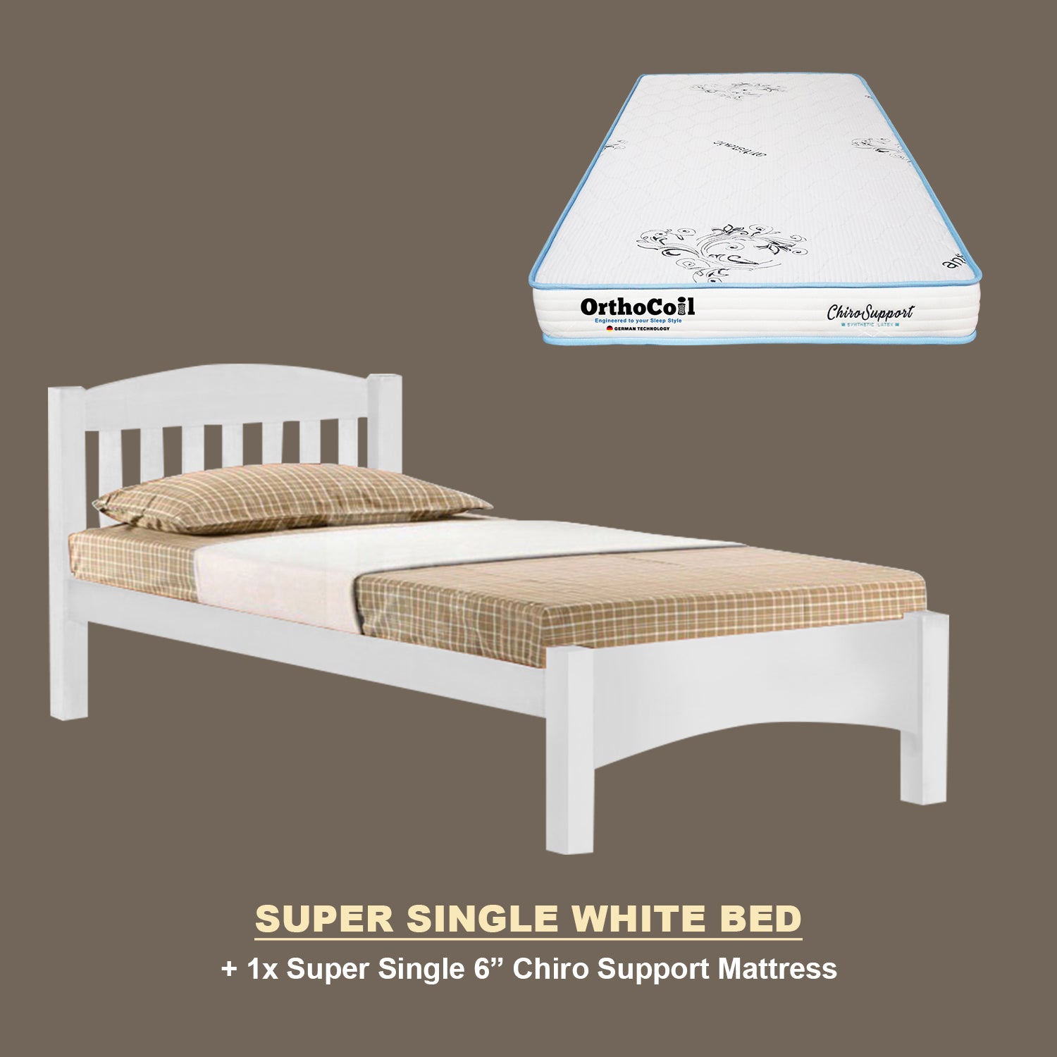 Zelan Pull-Out Bed Single, Super Single Solid Rubberwood Bed Frame w/ Mattress Option
