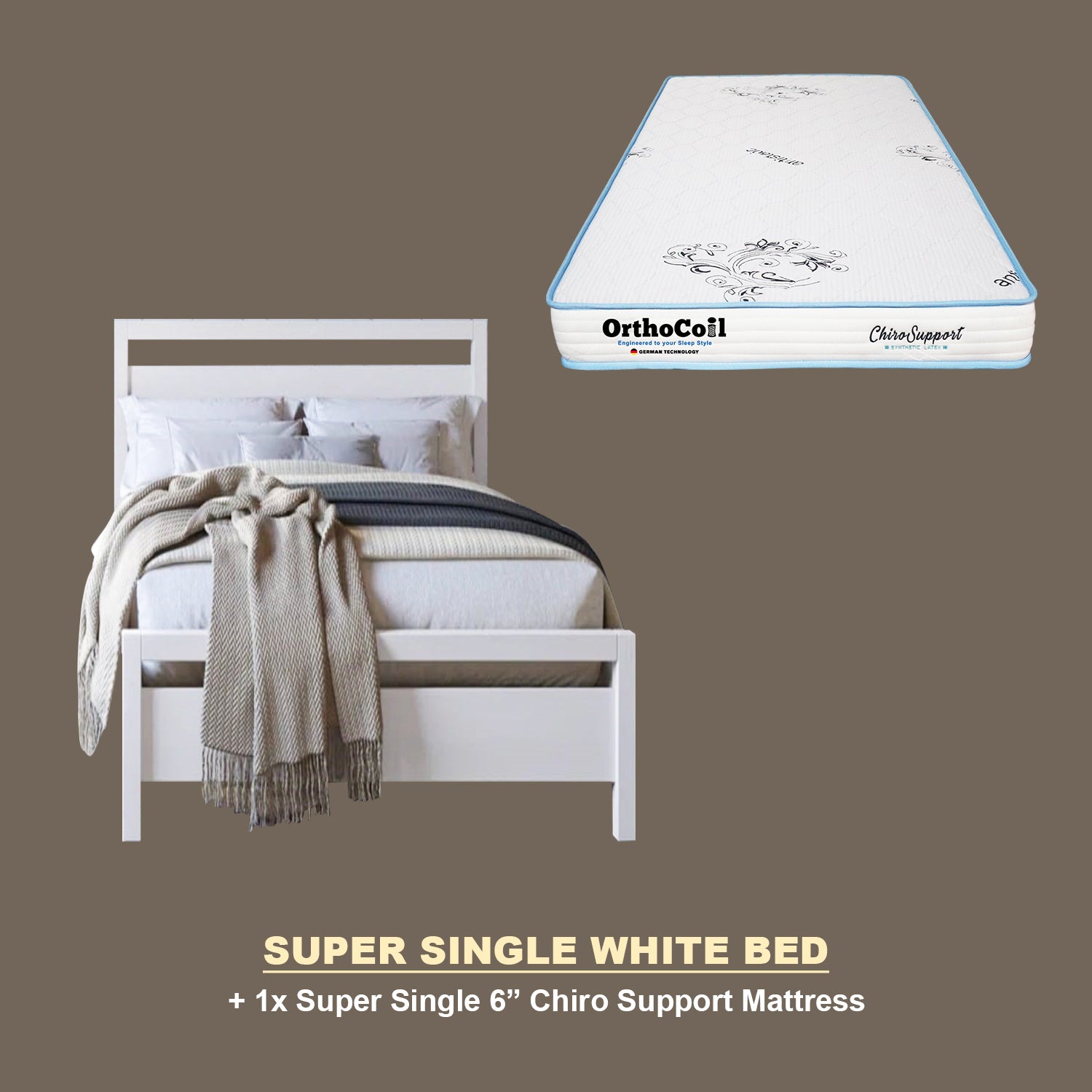 Vinna Pull-Out Bed Single/Super Single Solid Rubberwood Bed Frame w/ Mattress Option