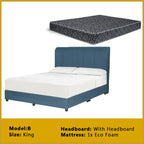 Gracie Divan Bed Frame with Foam Padded Headboard w/ Mattress - All Sizes Available