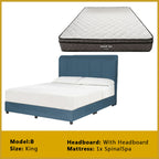 Gracie Divan Bed Frame with Foam Padded Headboard w/ Mattress - All Sizes Available