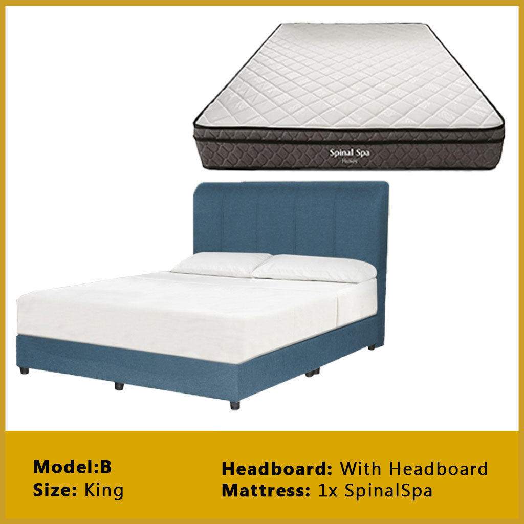 Gracie Divan Bed Frame with Foam Padded Headboard w/ Mattress - All Sizes Available