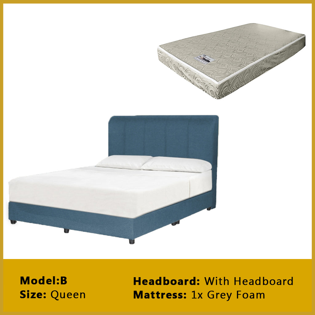 Gracie Divan Bed Frame with Foam Padded Headboard w/ Mattress - All Sizes Available