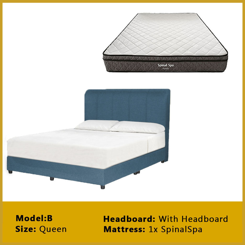 Gracie Divan Bed Frame with Foam Padded Headboard w/ Mattress - All Sizes Available