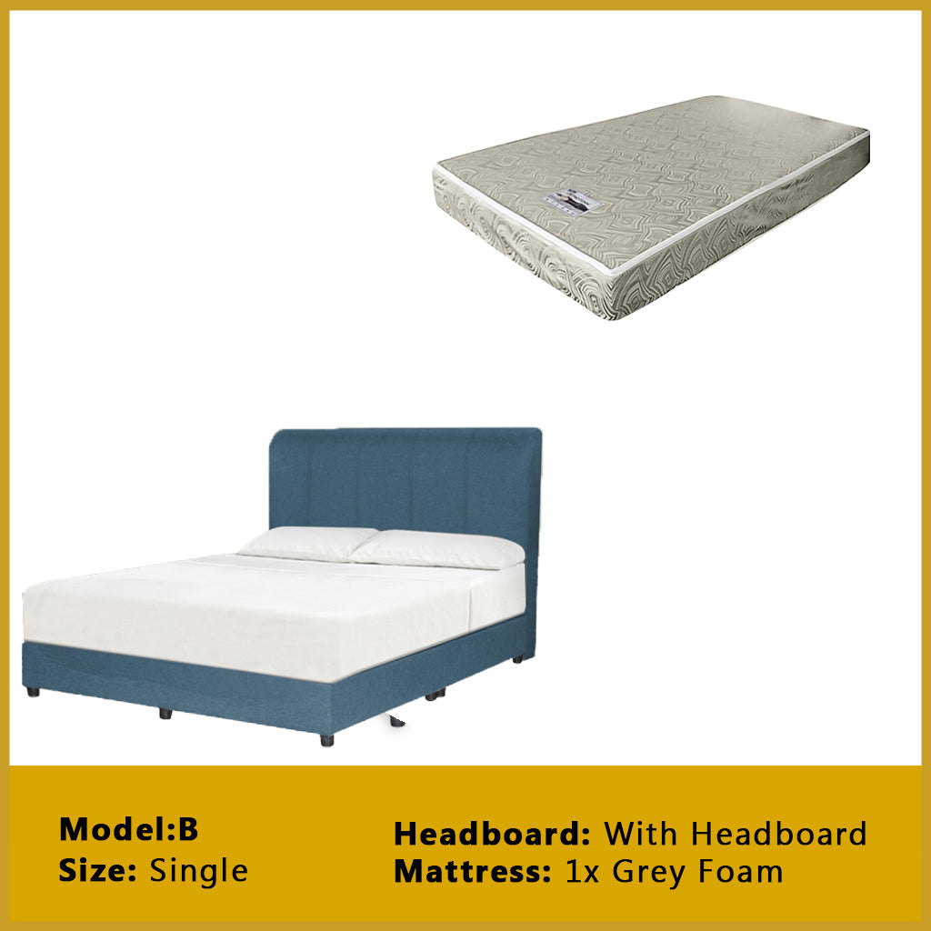 Gracie Divan Bed Frame with Foam Padded Headboard w/ Mattress - All Sizes Available