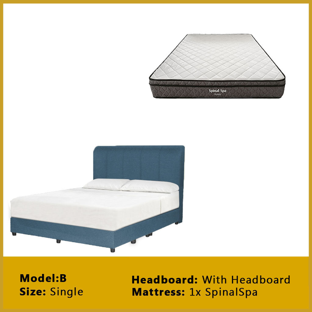 Gracie Divan Bed Frame with Foam Padded Headboard w/ Mattress - All Sizes Available