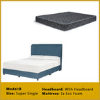 Gracie Divan Bed Frame with Foam Padded Headboard w/ Mattress - All Sizes Available