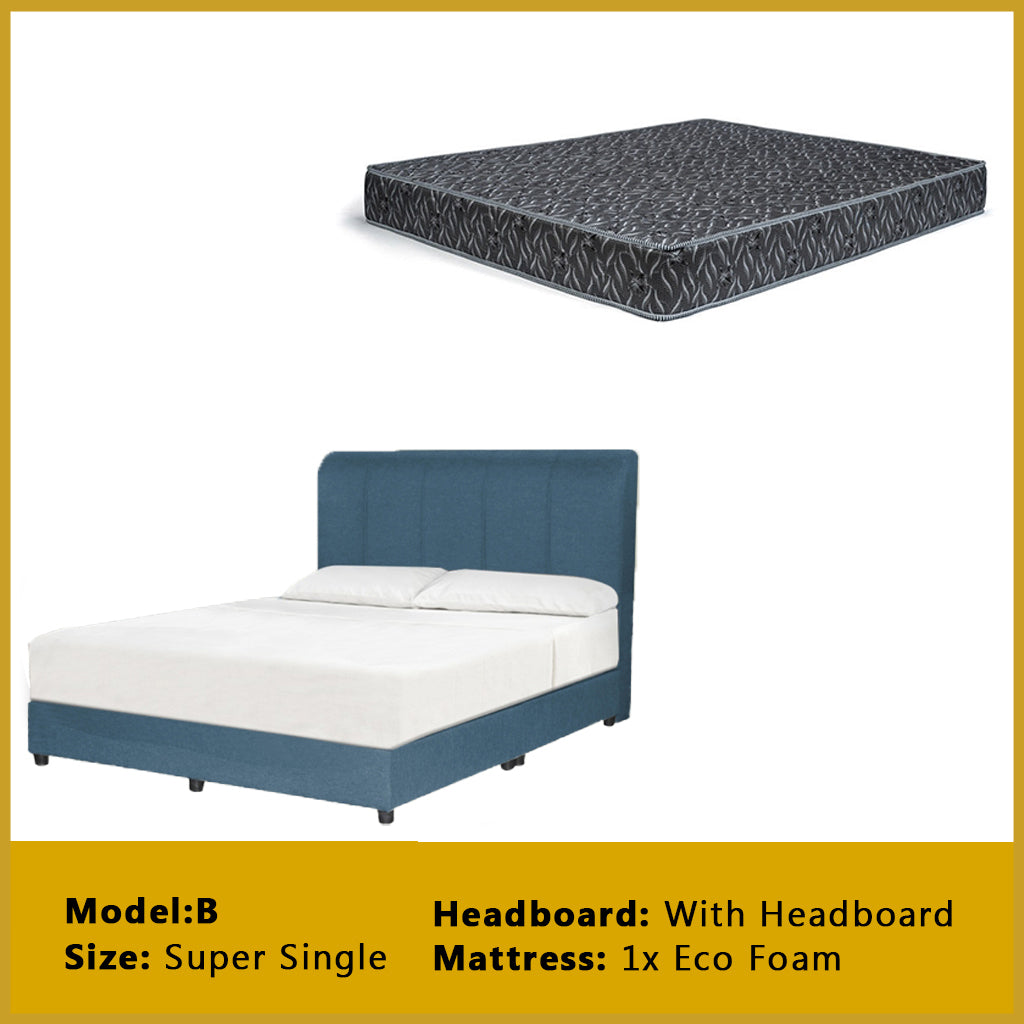Gracie Divan Bed Frame with Foam Padded Headboard w/ Mattress - All Sizes Available