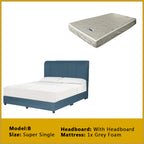 Gracie Divan Bed Frame with Foam Padded Headboard w/ Mattress - All Sizes Available