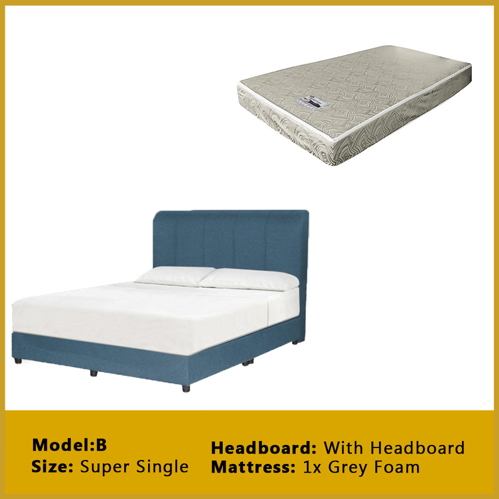 Gracie Divan Bed Frame with Foam Padded Headboard w/ Mattress - All Sizes Available